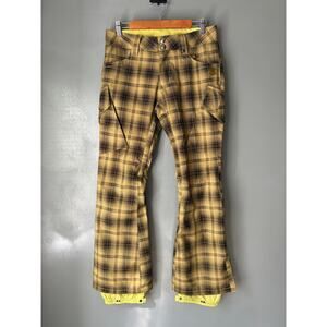 BURTON Dry Ride Women's Small Ski Snowboard Cargo Pants Green Black Plaid